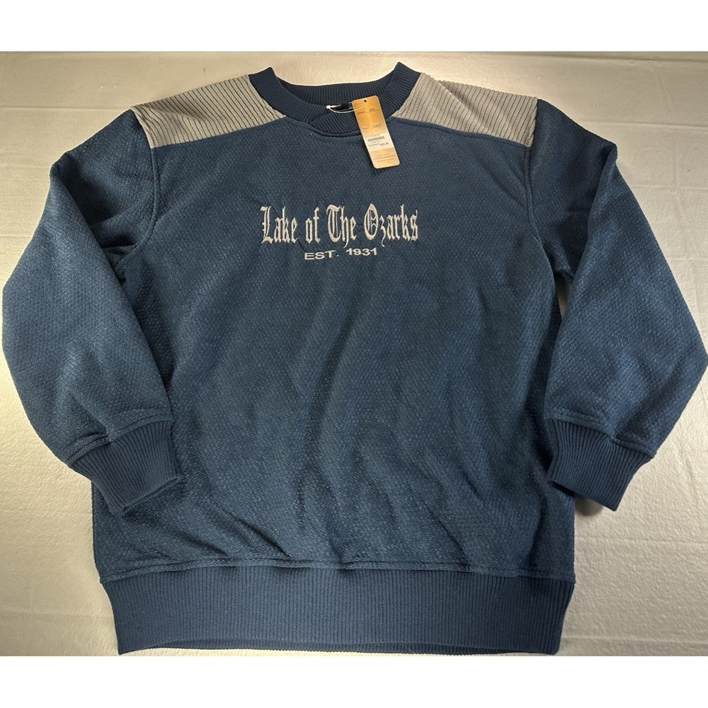 VTG Renegade Club Sweater Mens Large Navy Lake‎ of the Ozark Pullover Sweatshirt